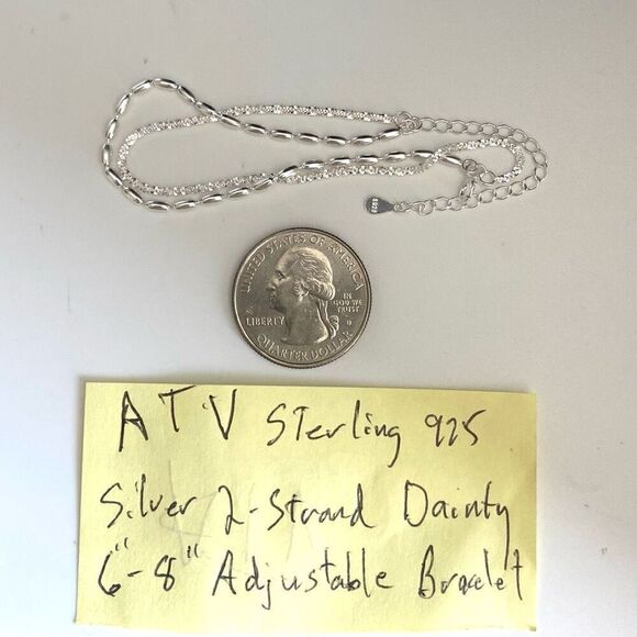 ATV Sterling 925 Silver 2-strand Adjustable Bracelet - Picture 8 of 11
